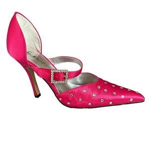 FREDERICK’S of Hollywood point toe rhinestone crystal 4” heels size 6.5